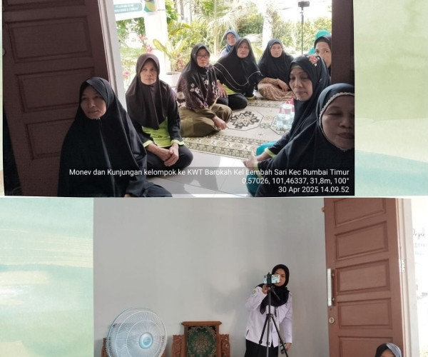 Monev dan Kunjungan Kelompok ke KWT Barokah serta Mendampingi Mahasiswa Unri (Program PPG Guru) dalam Praktek Lapangan ke KWT Barokah