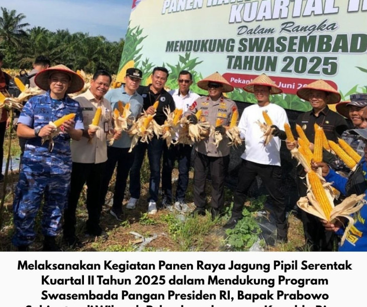 Panen Raya Jagung Pipil Serentak Kuartal II Tahun 2025 dalam Mendukung Program Swasembada Pangan Presiden RI, Bapak Prabowo Subianto, di Wilayah Pekanbaru bersama Kapolda Riau dan Kapolresta Pekanbaru
