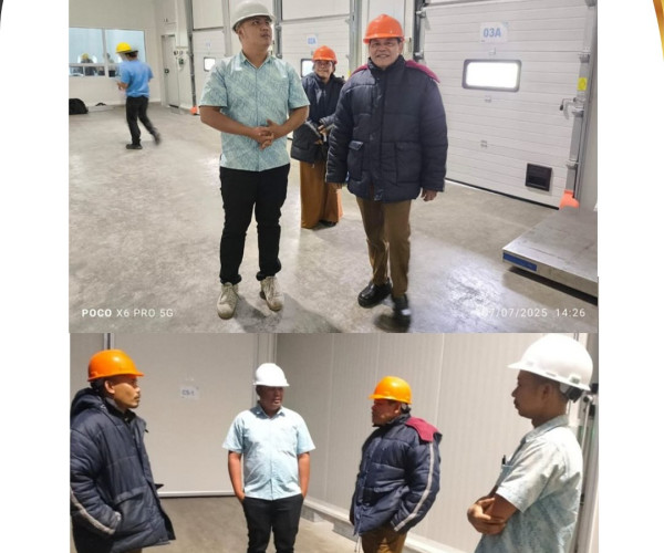 Kepala Dinas Pertanian dan Perikanan Kota Pekanbaru, drh. H. Muhammad Firdaus, M.Si melakukan pemantauan langsung terhadap sistem penyimpanan produk hewan beku (frozen food) di PT. Kiat Ananda Cold Storage