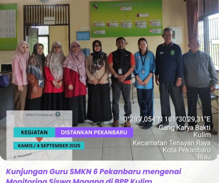 Menerima kunjungan guru pembimbing dari SMKN 6 Pekanbaru