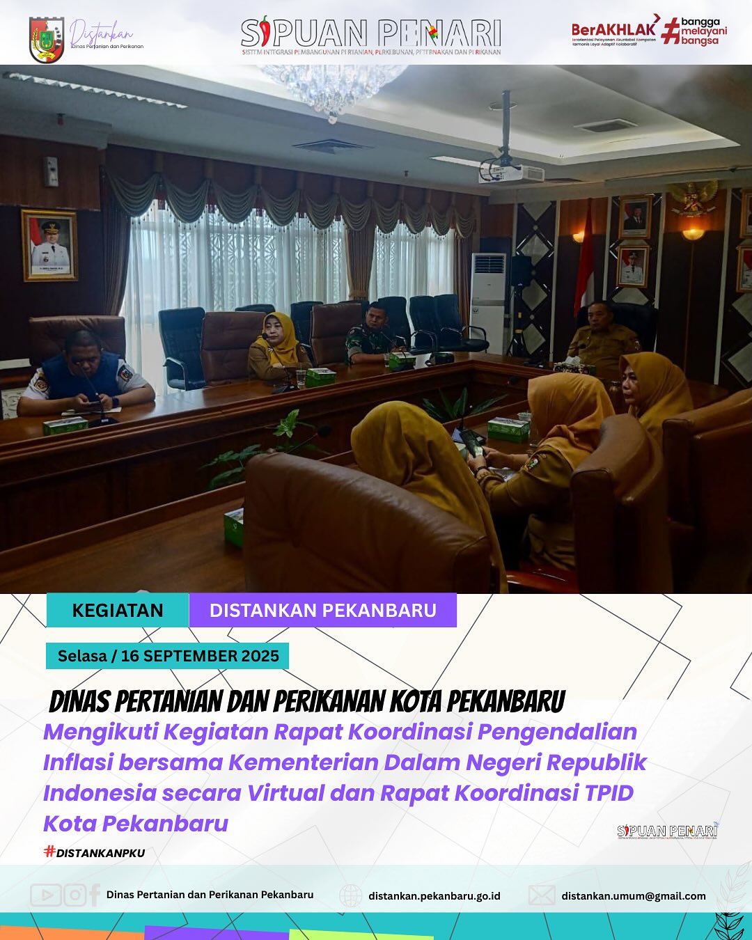 Rapat Koordinasi Pengendalian Inflasi Daerah secara virtual bersama Kementerian Dalam Negeri (Kemendagri) Republik Indonesia
