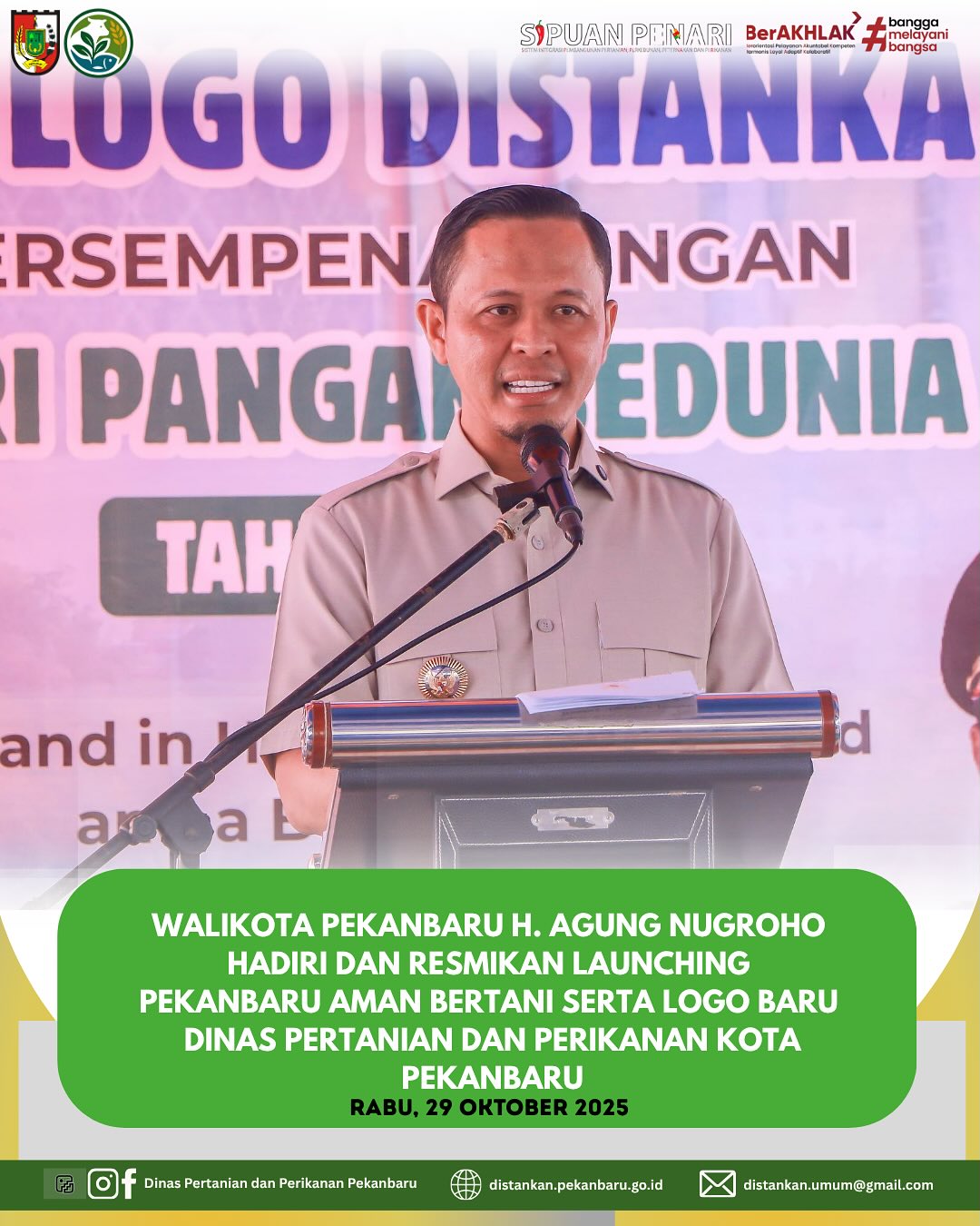 Launching Pekanbaru Aman Bertani yang dirangkaikan dengan peresmian logo baru Distankan Pekanbaru