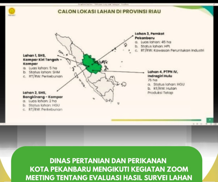 Dinas Pertanian & Perikanan Kota Pekanbaru Ikuti Zoom Meeting Evaluasi Hasil Survei Lahan