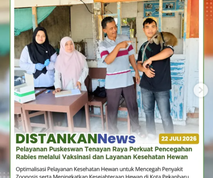 Kegiatan vaksinasi rabies dan pelayanan kesehatan hewan dilaksanakan di RW 13, Kelurahan Tangkerang Utara, Kecamatan Bukit Raya